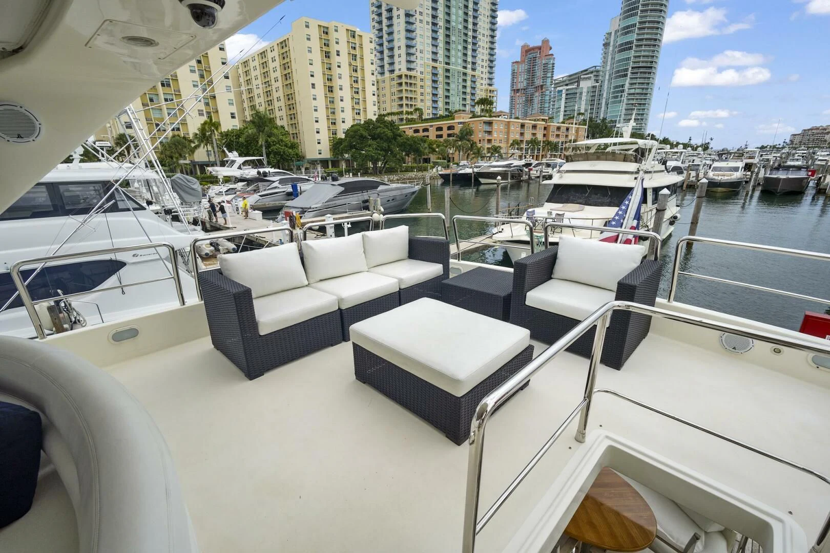 a yacht in a harbor aboard EL FARAON Yacht for Sale