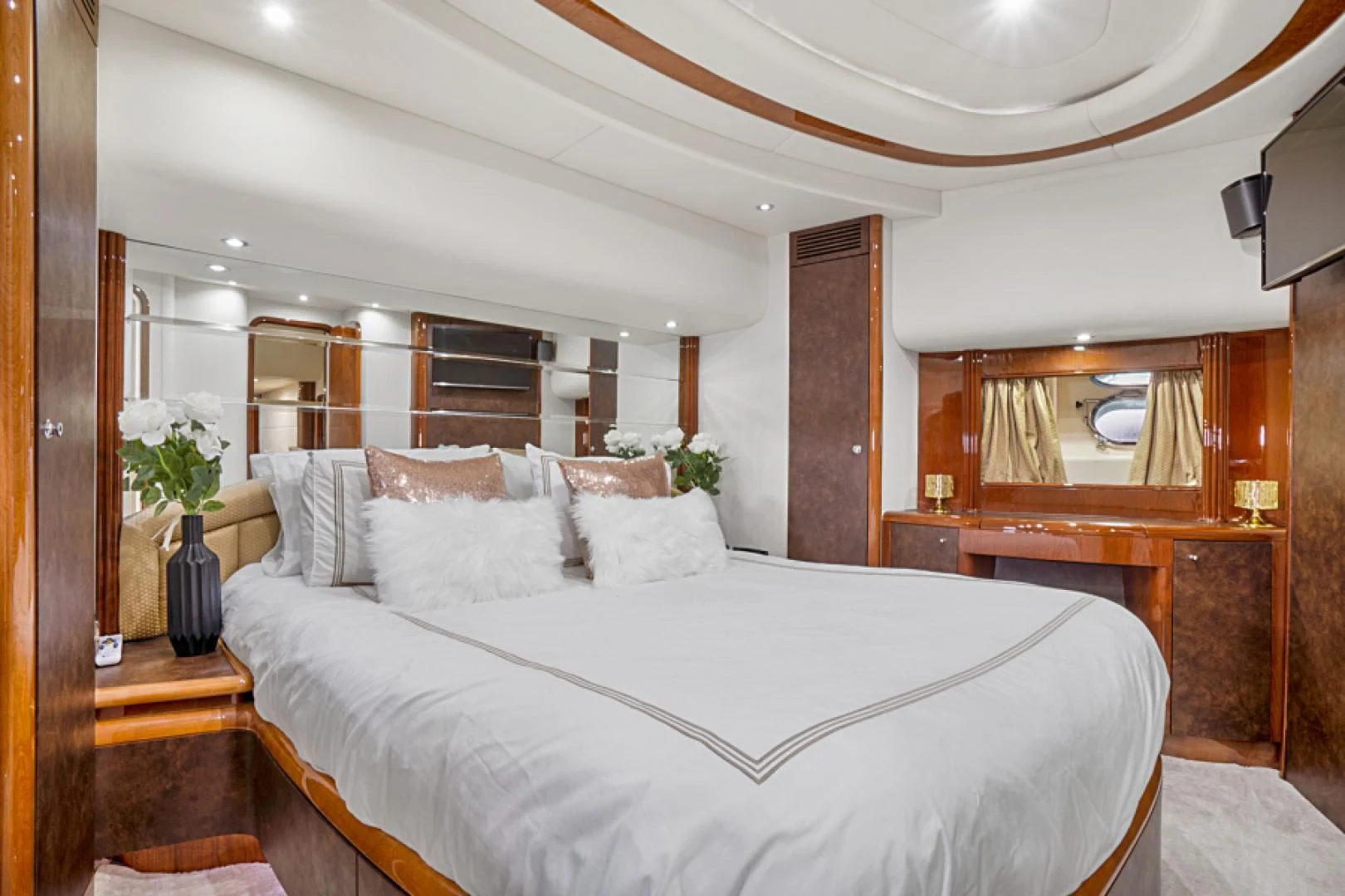 a bed in a room aboard EL FARAON Yacht for Sale