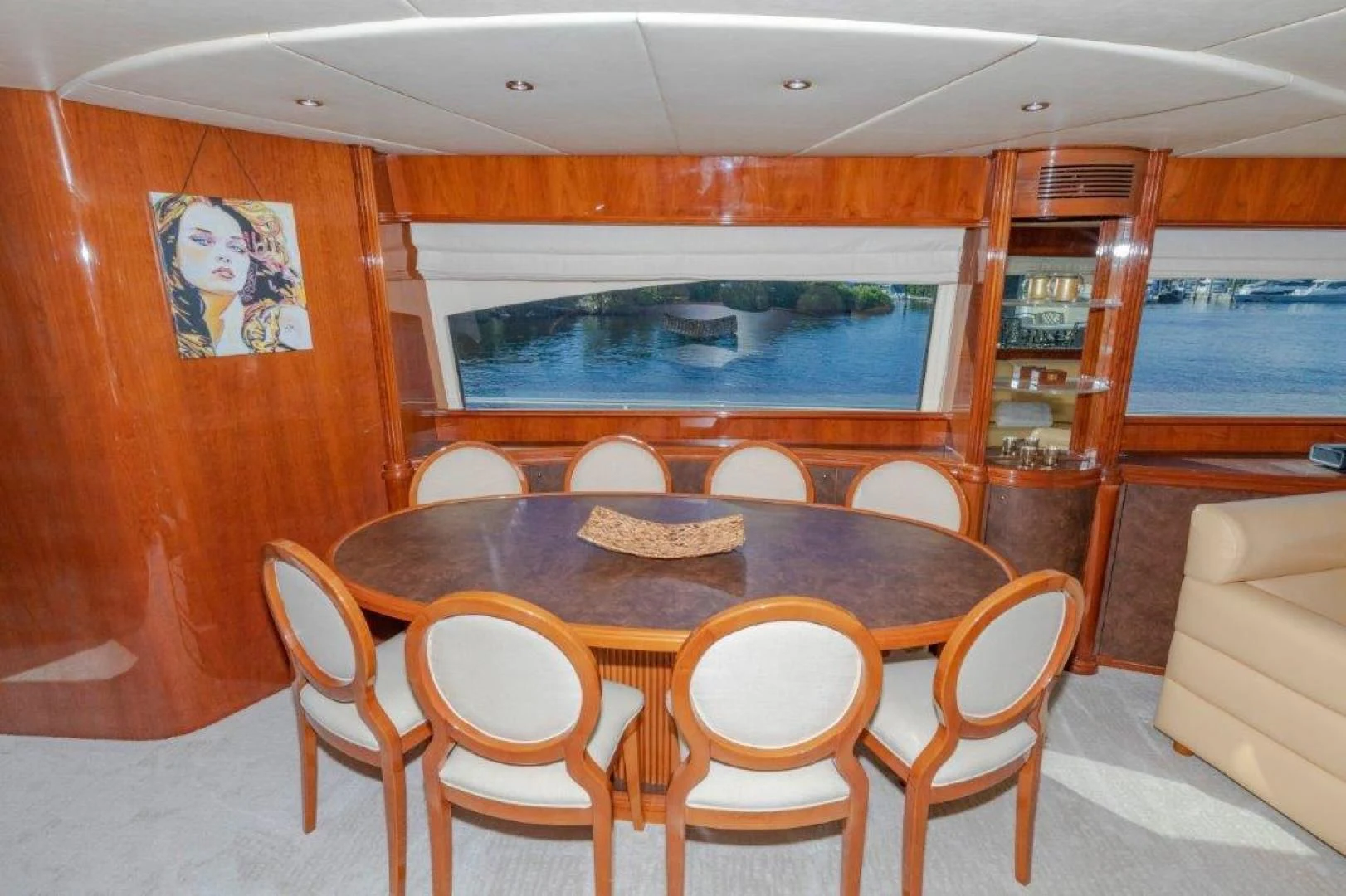 a dining table in a restaurant aboard EL FARAON Yacht for Sale