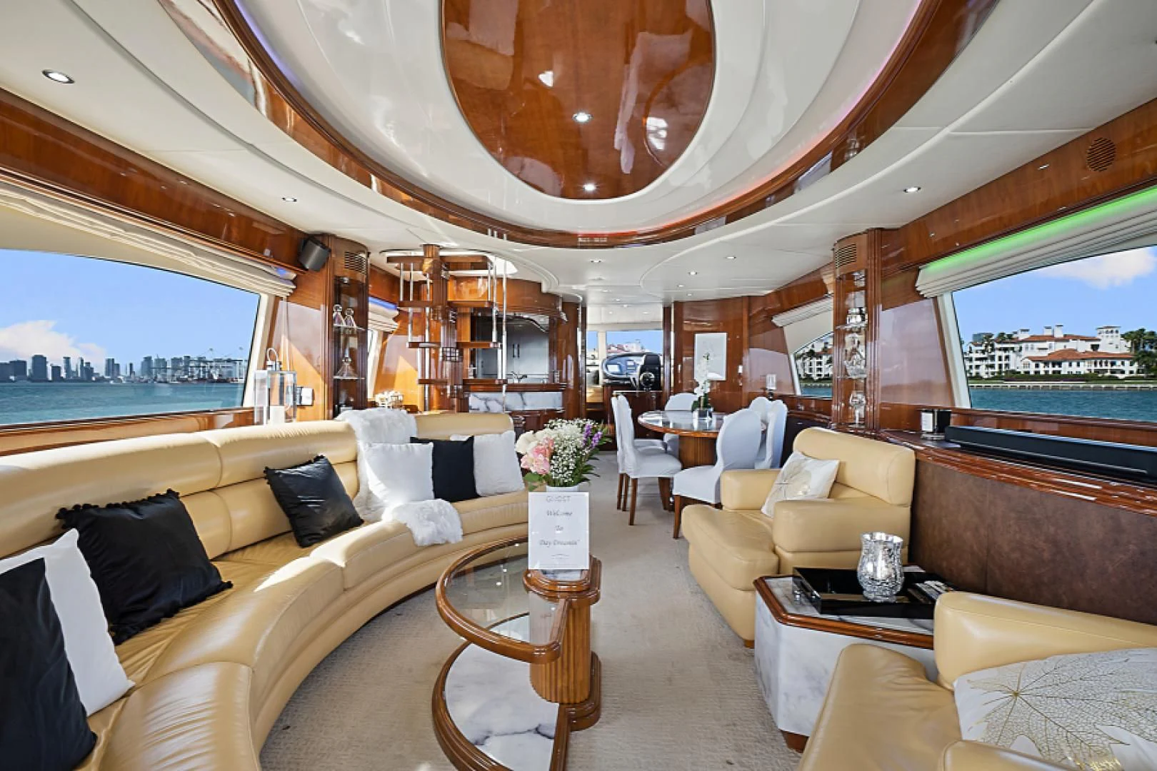 a large living room with a large ceiling aboard EL FARAON Yacht for Sale