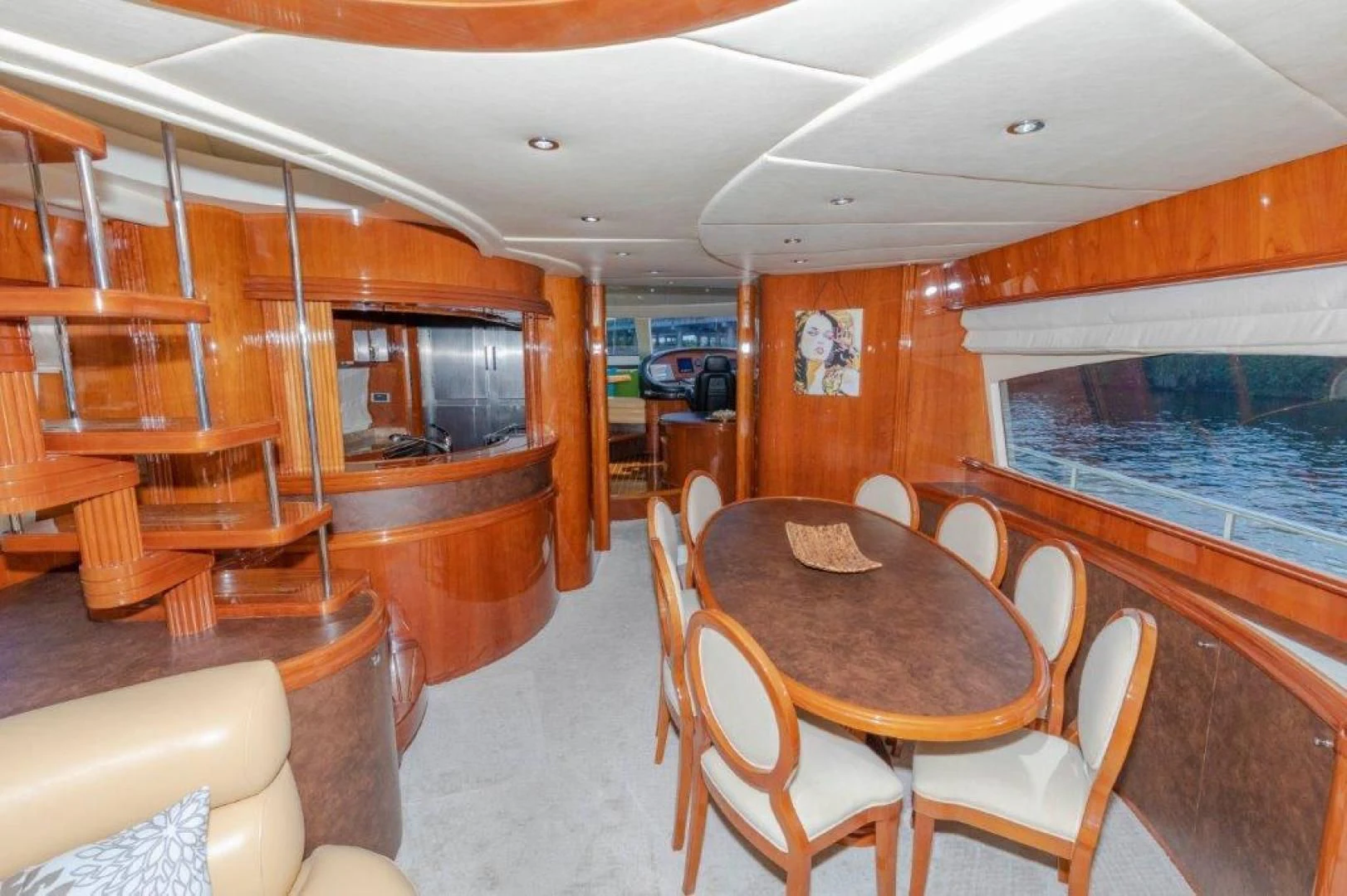a dining table in a train aboard EL FARAON Yacht for Sale