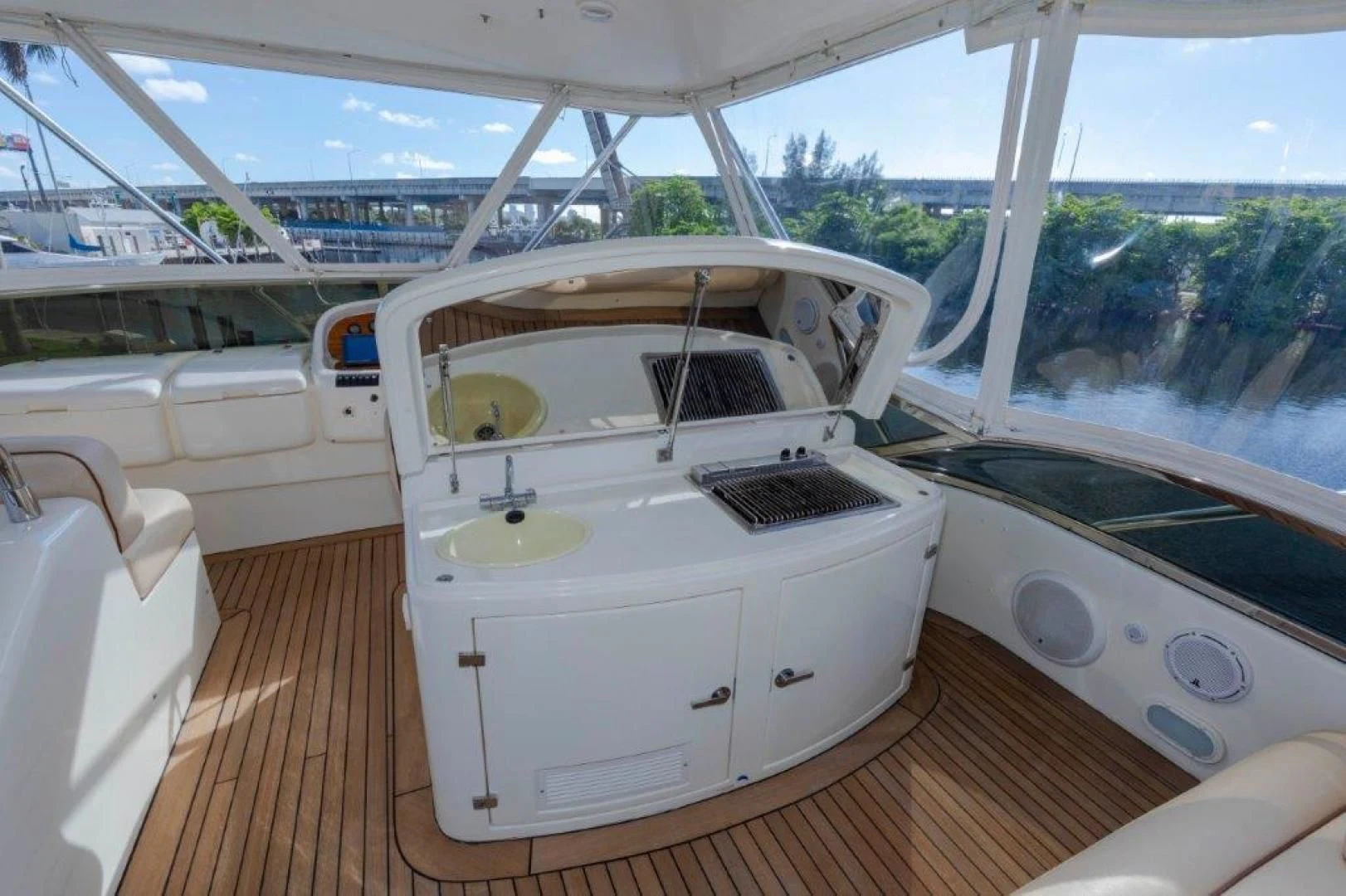 a white machine on a wooden floor aboard EL FARAON Yacht for Sale
