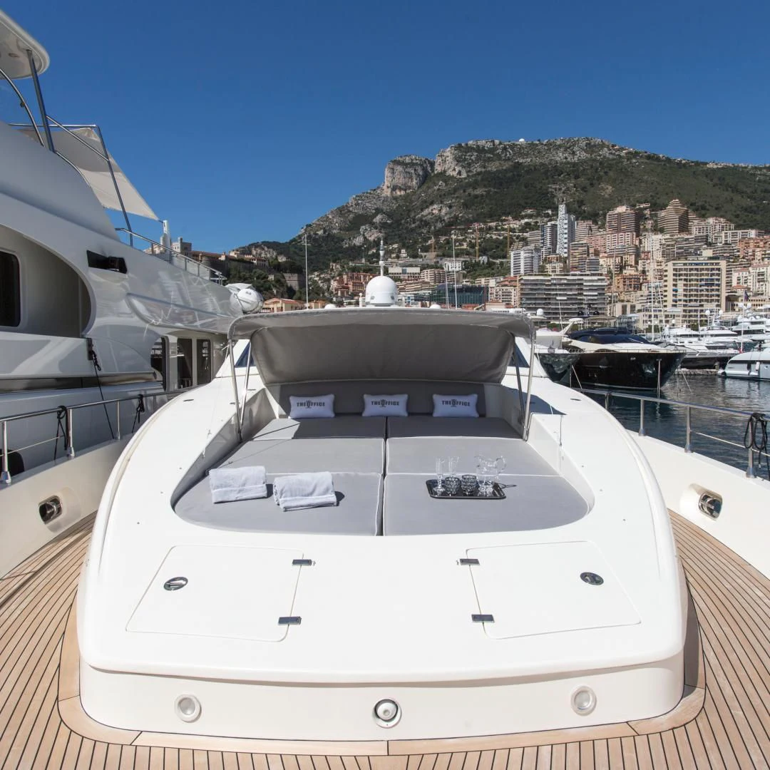 a yacht in the water aboard THE OFFICE Yacht for Sale