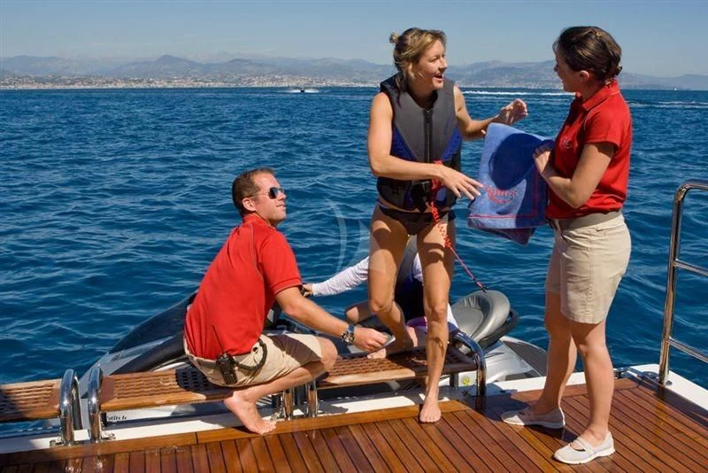 a group of people on a boat aboard LADY B Yacht for Charter