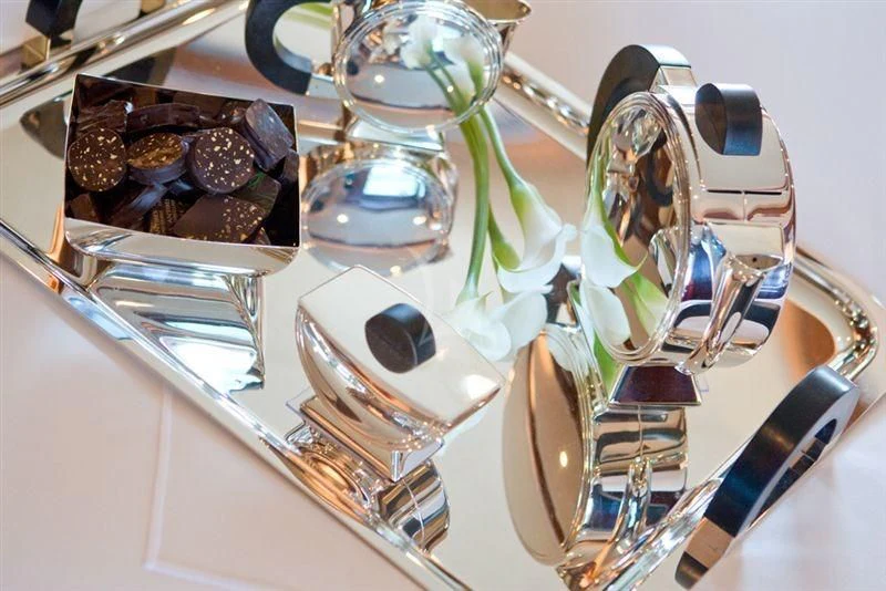 a glass case with objects on it aboard LADY B Yacht for Charter