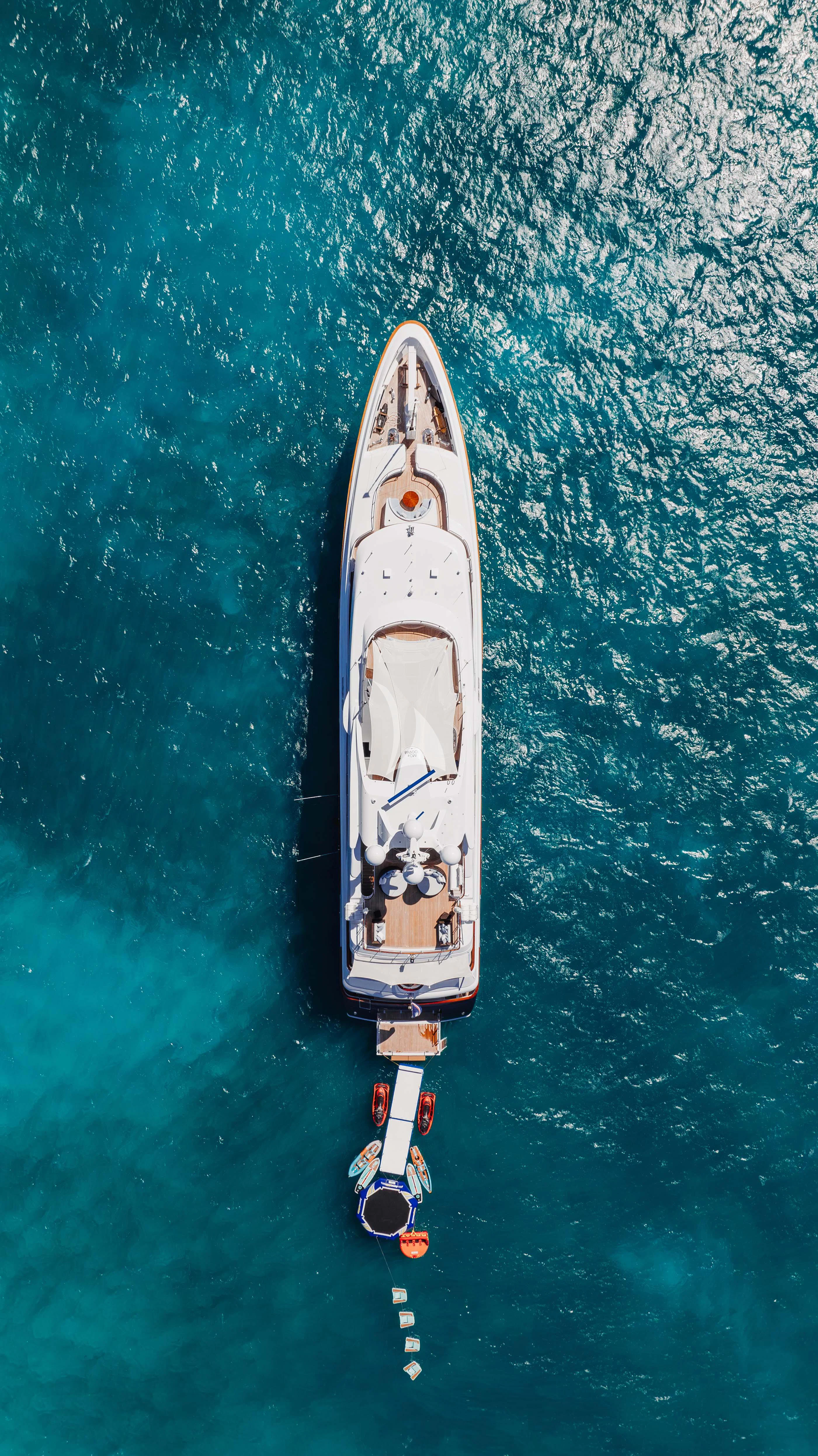 a white and grey boat aboard LADY B Yacht for Charter