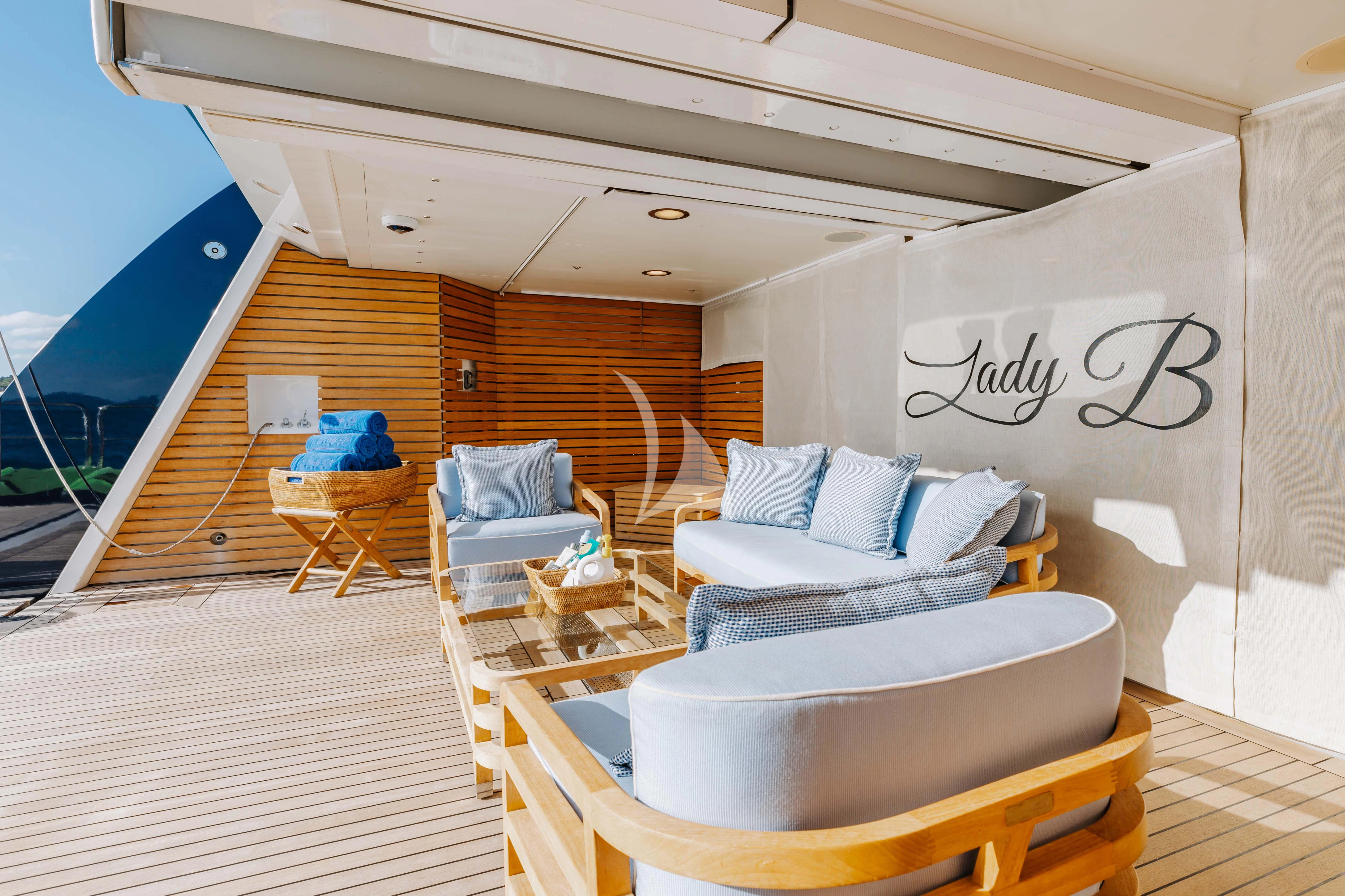 a modern looking living room aboard LADY B Yacht for Charter
