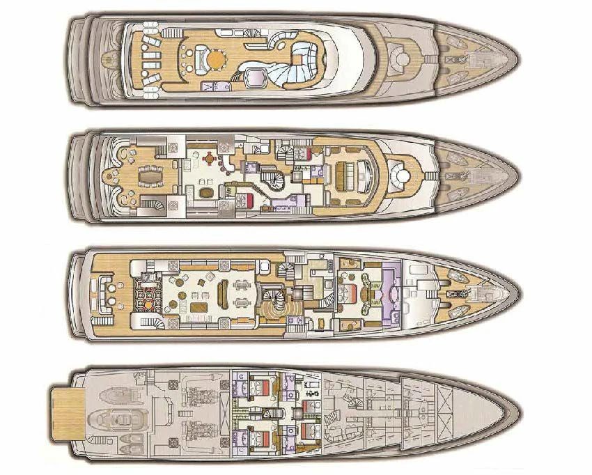 diagram aboard LADY B Yacht for Charter