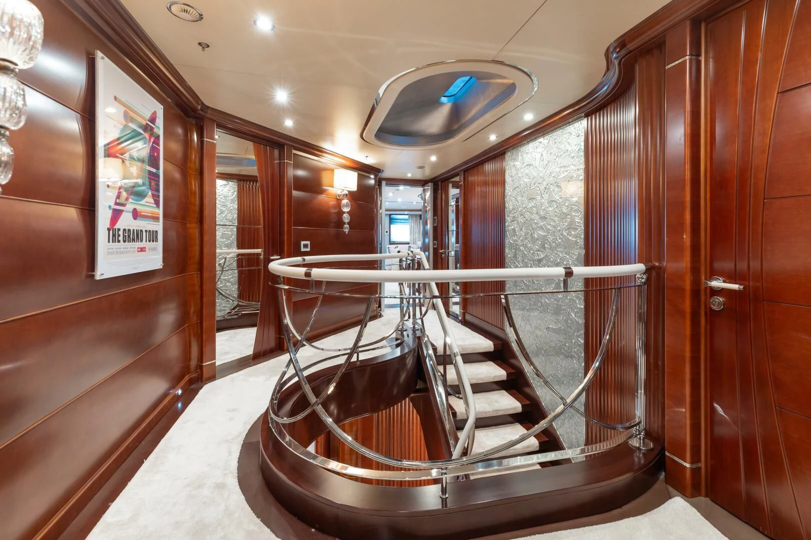 a large room with a slide aboard LADY B Yacht for Charter