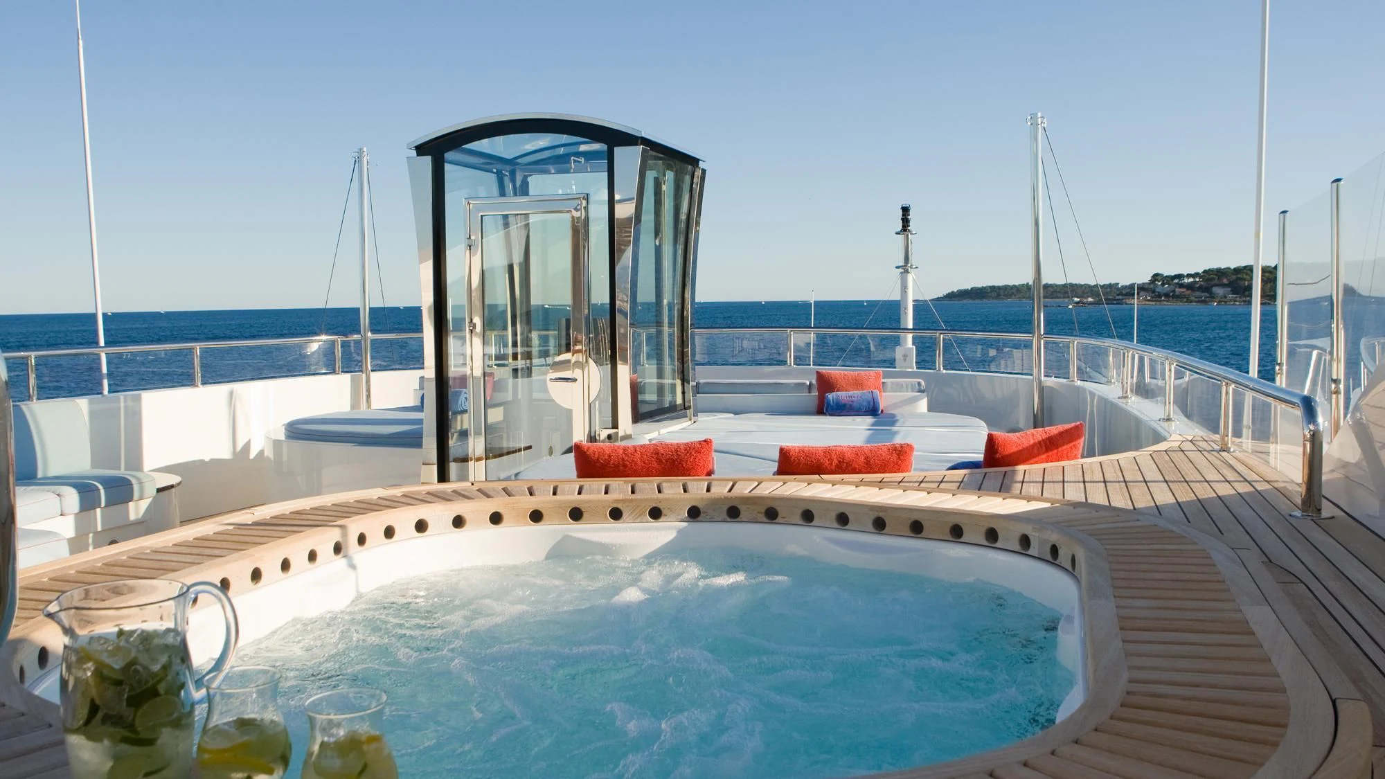 a swimming pool on a deck aboard LADY B Yacht for Charter