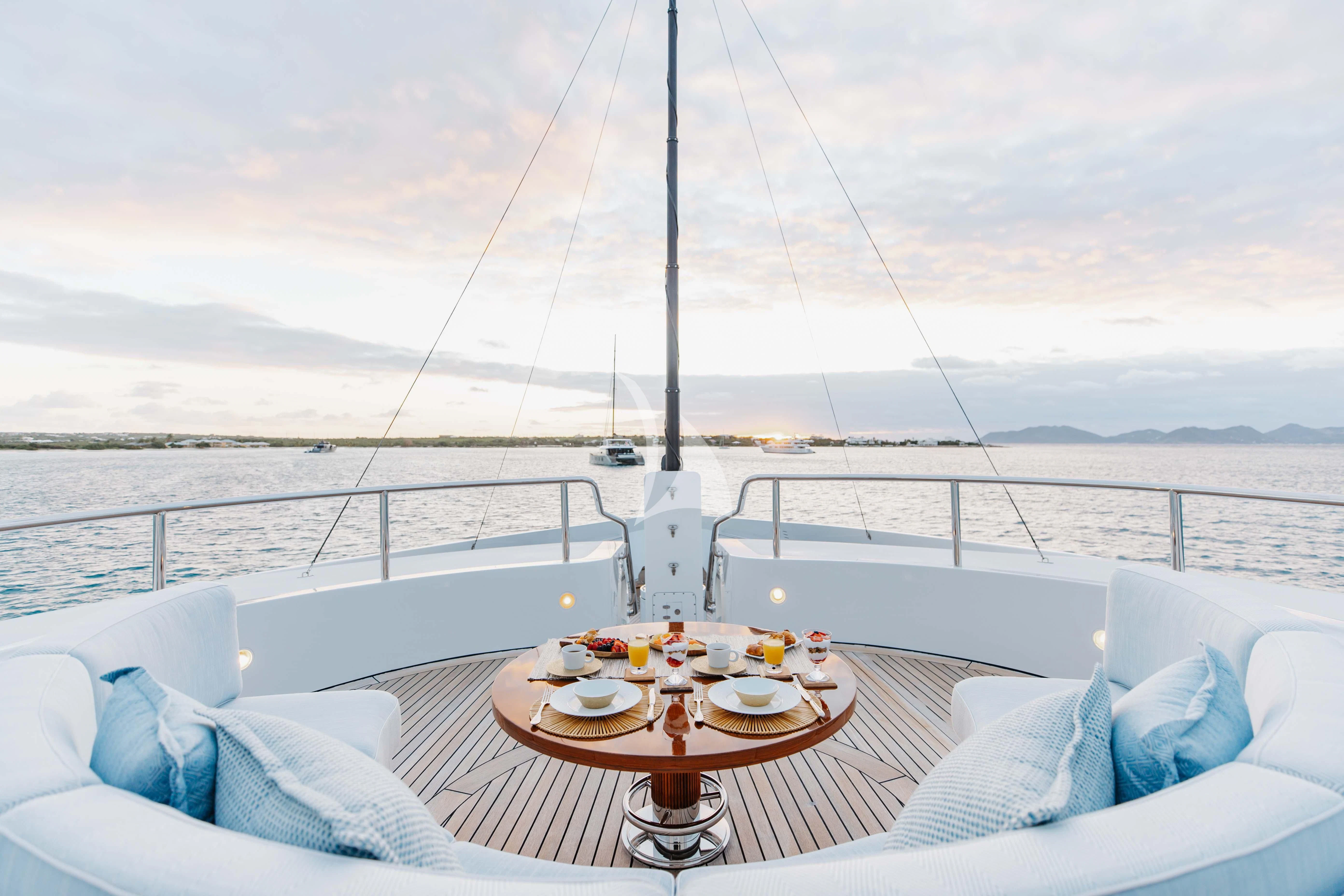 a table on a boat aboard LADY B Yacht for Charter