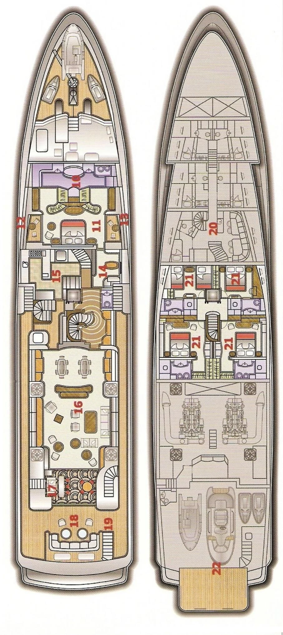 diagram aboard LADY B Yacht for Charter