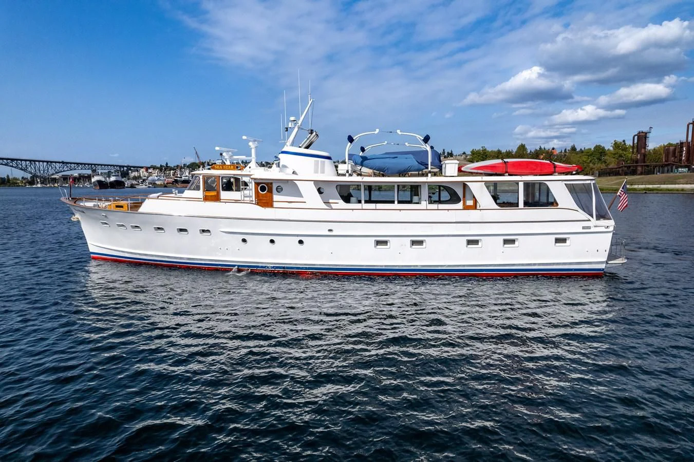 a boat on the water aboard SEA STAR Yacht for Sale