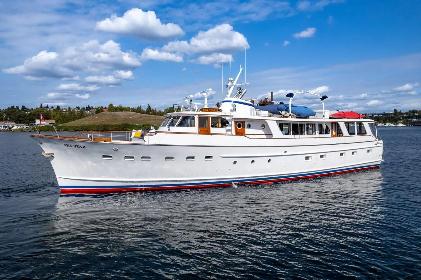 a boat on the water aboard SEA STAR Yacht for Sale