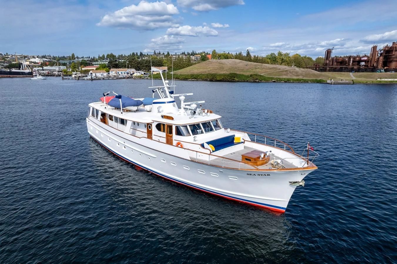a boat on the water aboard SEA STAR Yacht for Sale