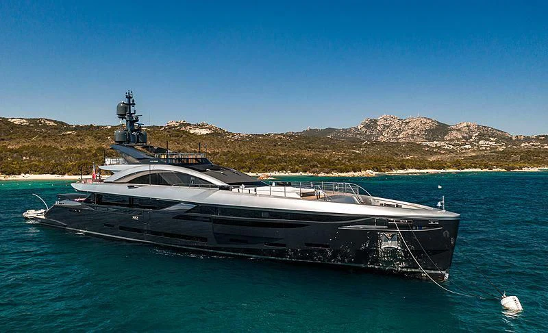 a boat in the water aboard FLYING DAGGER III Yacht for Sale