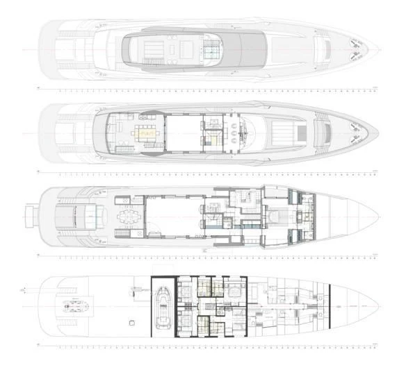 diagram, engineering drawing aboard FLYING DAGGER III Yacht for Sale