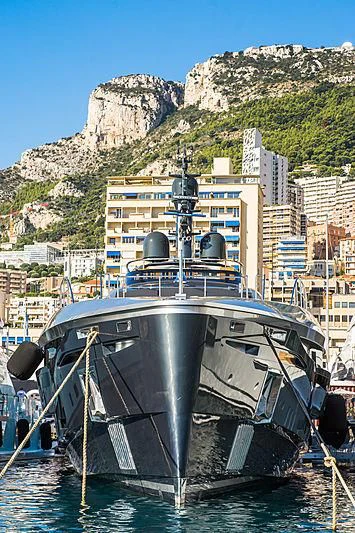 a boat docked at a pier aboard FLYING DAGGER III Yacht for Sale