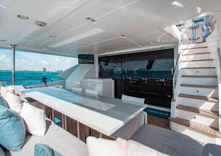 inside of a space ship aboard INDIGO Yacht for Sale