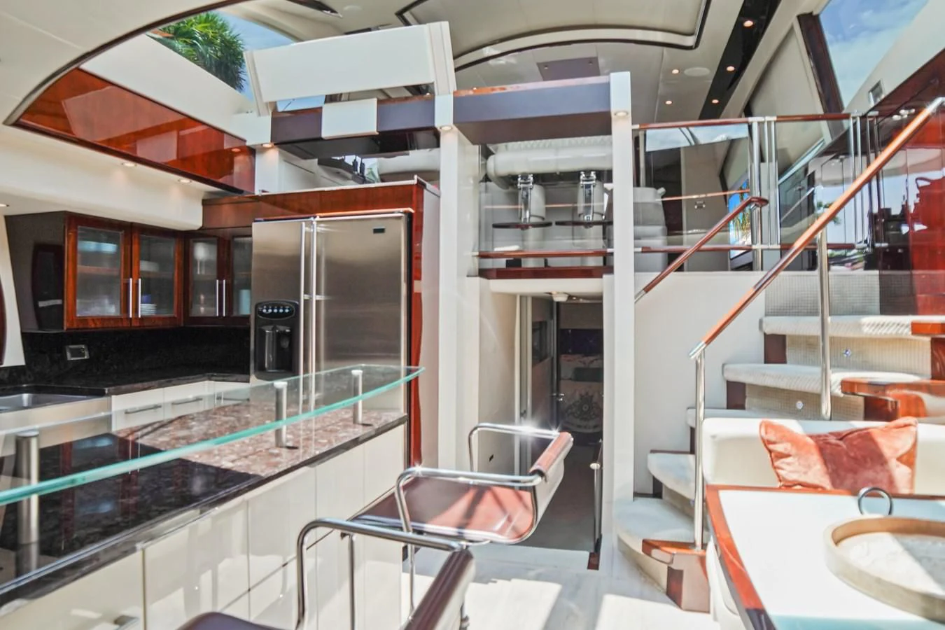 a house with a pool aboard LAZZARA 68' Yacht for Sale