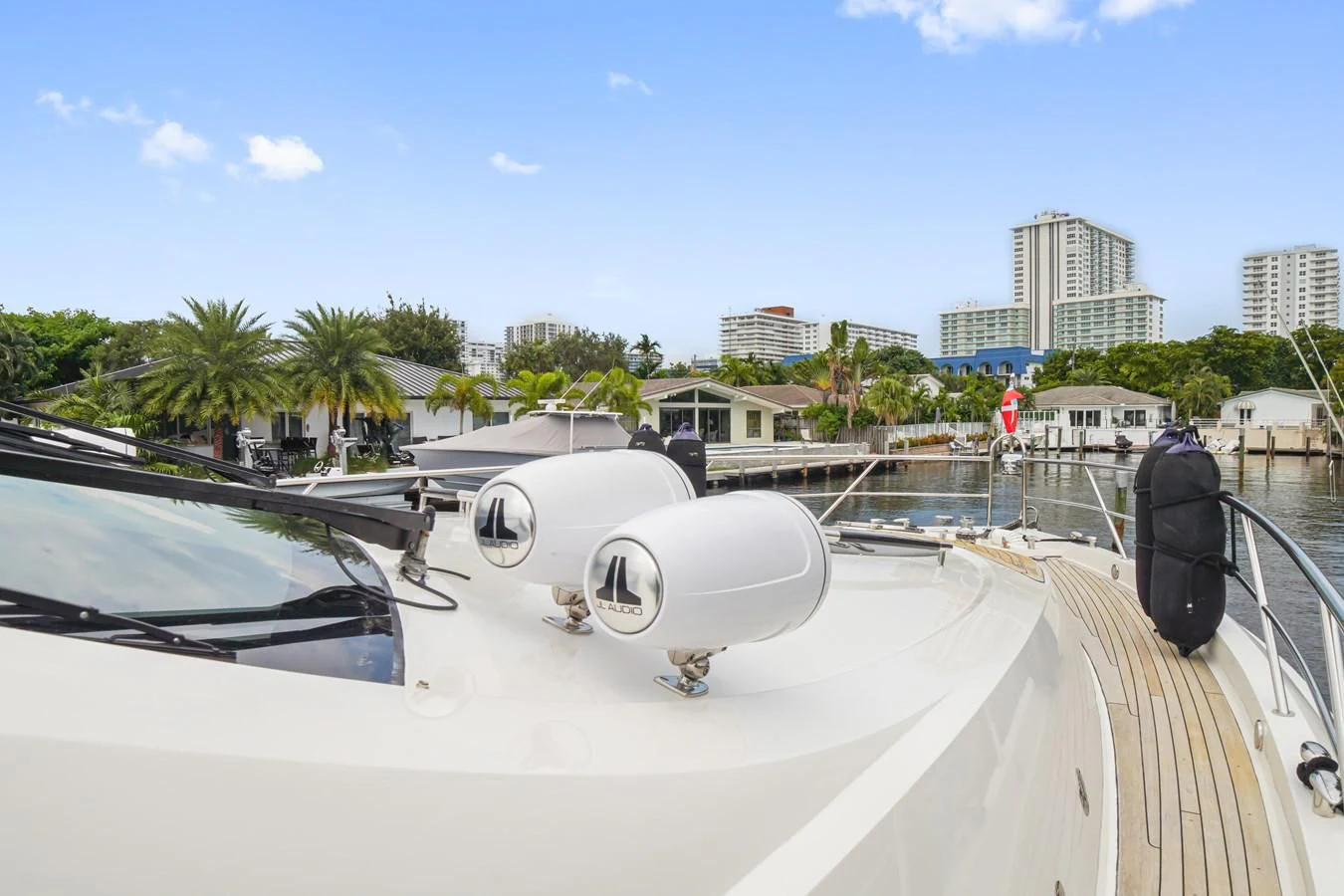 a car on a bridge aboard LAZZARA 68' Yacht for Sale