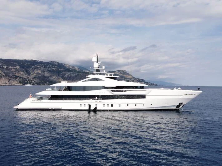 a white yacht in the water aboard LUSINE Yacht for Sale