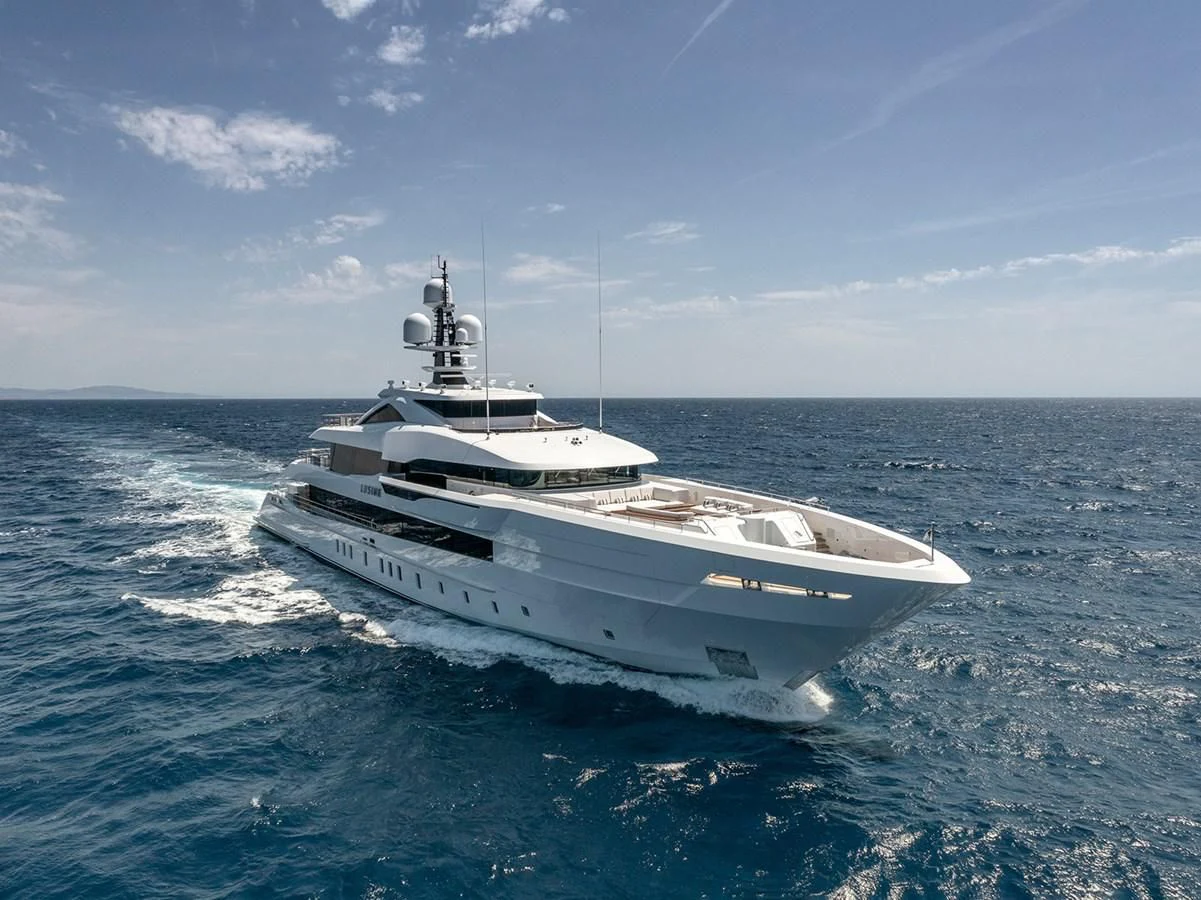 a white boat in the water aboard LUSINE Yacht for Sale