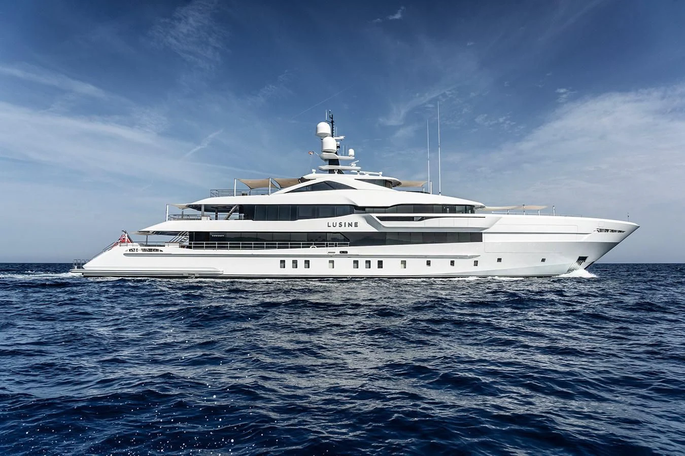 a white yacht in the water aboard LUSINE Yacht for Sale