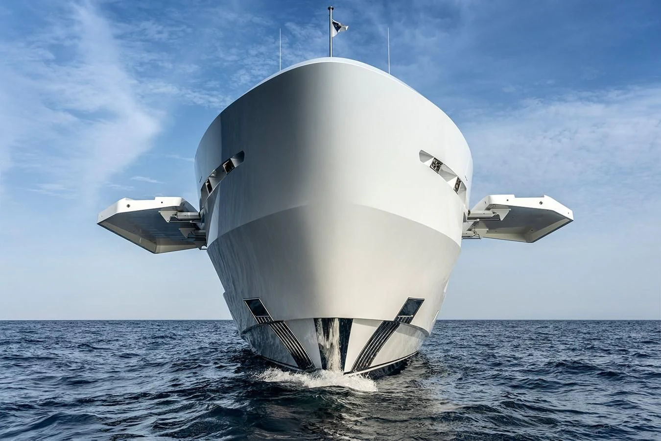 a space ship in the water aboard LUSINE Yacht for Sale