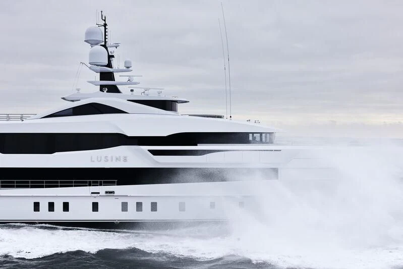 a large white ship aboard LUSINE Yacht for Sale