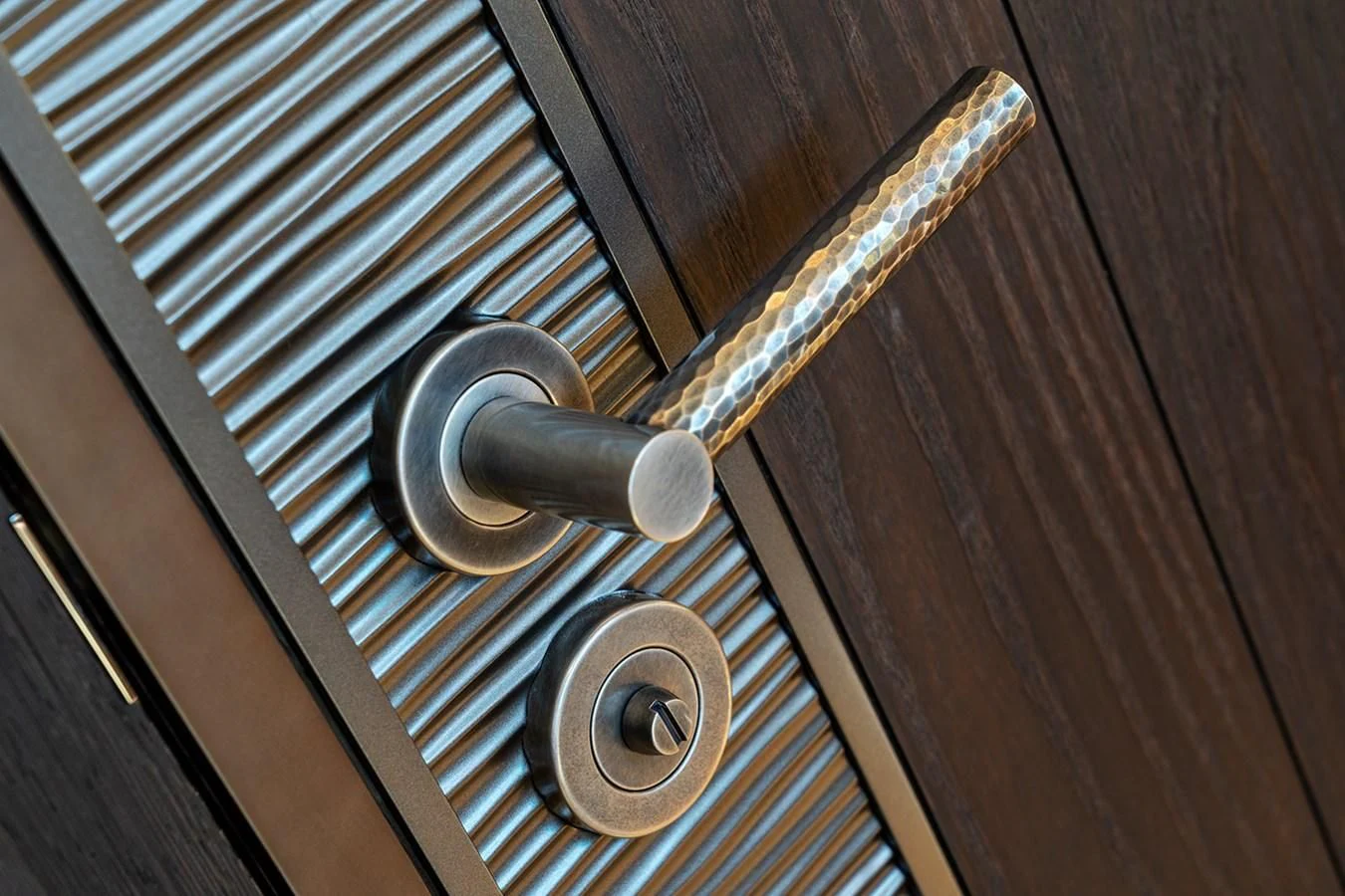 a metal door with a metal handle aboard LUSINE Yacht for Sale