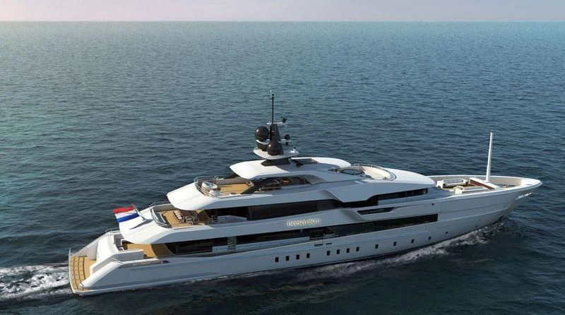 a white yacht on the water aboard LUSINE Yacht for Sale