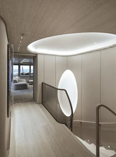 a room with a large mirror aboard ENTOURAGE Yacht for Sale