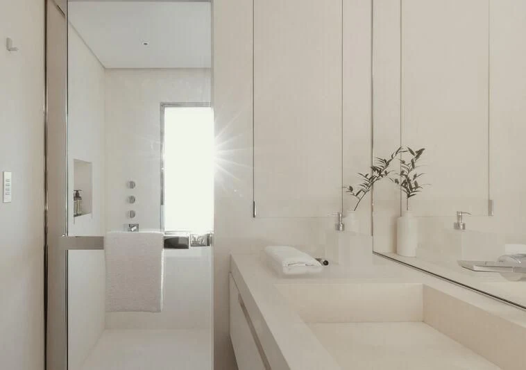 a bathroom with a sink and a bathtub aboard ENTOURAGE Yacht for Sale