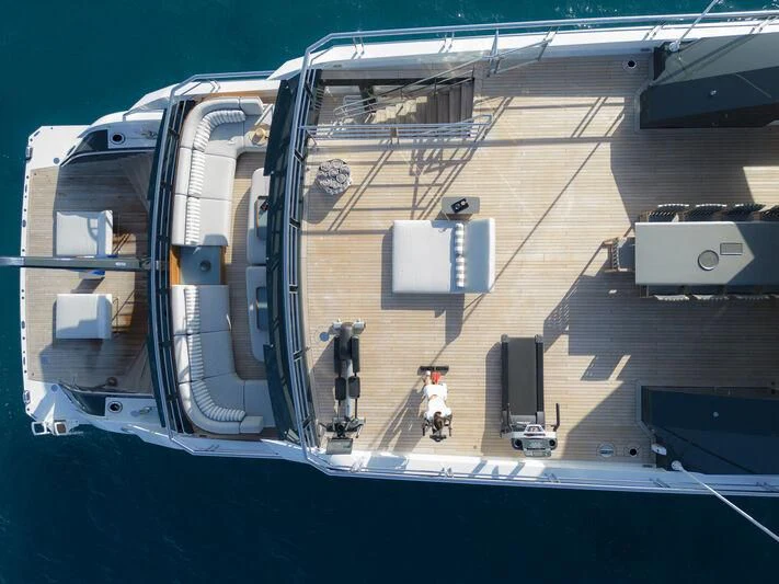 a view of a street through a window of a vehicle aboard ENTOURAGE Yacht for Sale