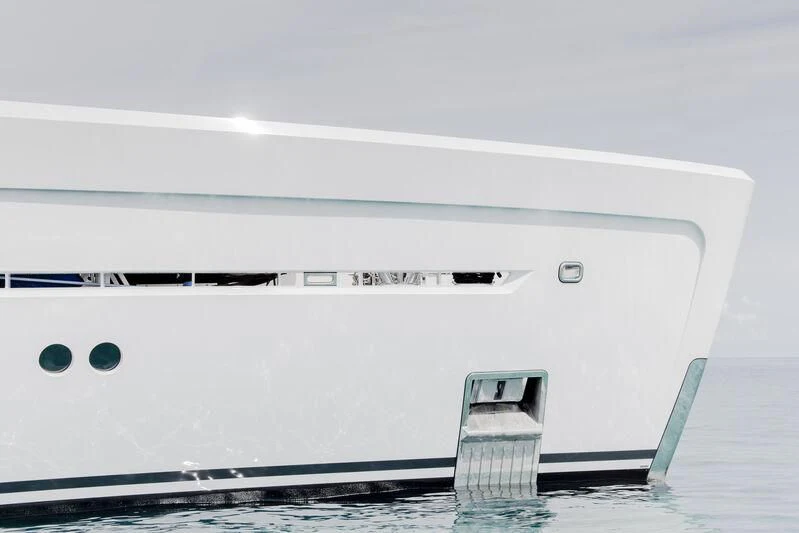 a close-up of a white piano aboard ENTOURAGE Yacht for Sale