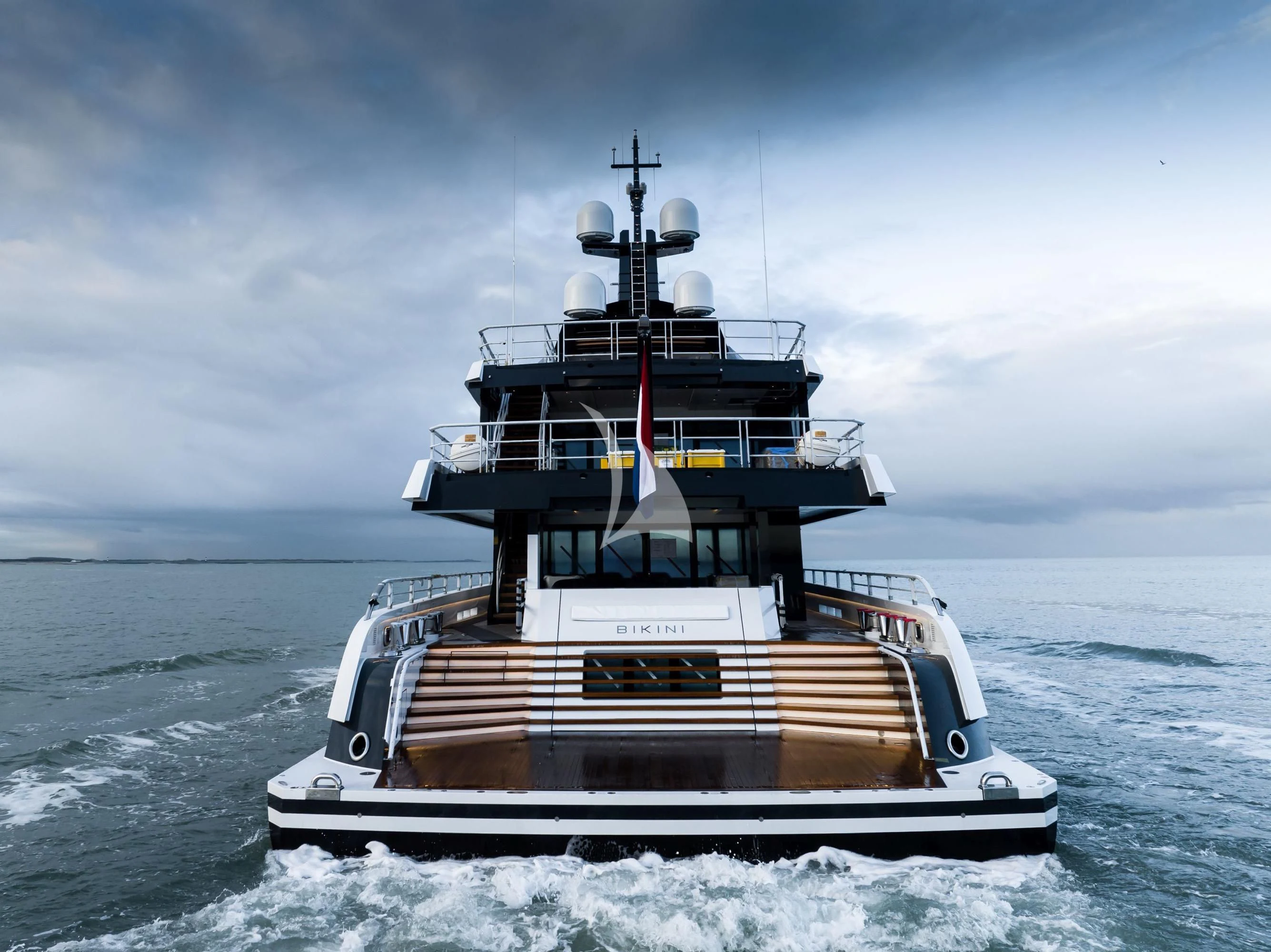 a boat in the water aboard ENTOURAGE Yacht for Sale