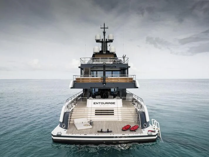 a boat in the water aboard ENTOURAGE Yacht for Sale