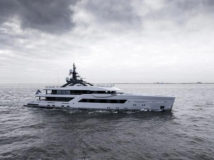 a boat in the water aboard ENTOURAGE Yacht for Sale