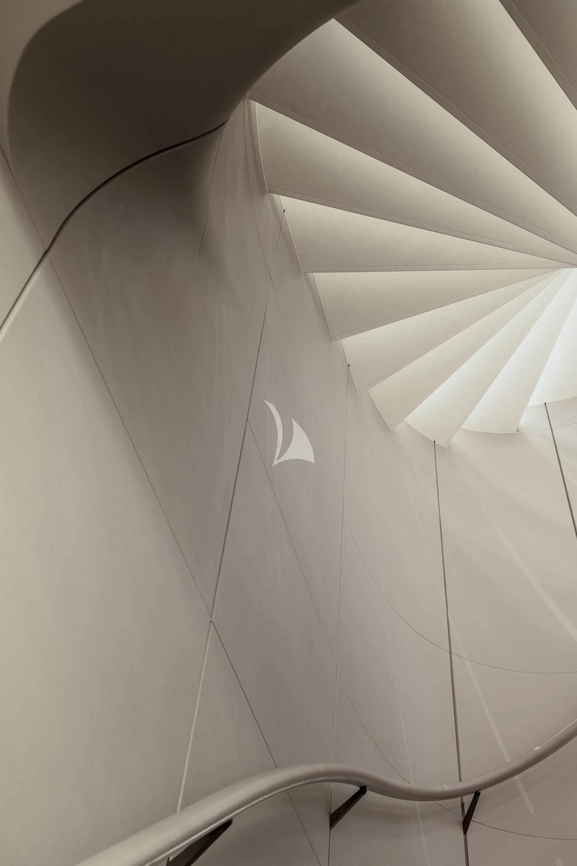 a white ceiling with a few white lights aboard ENTOURAGE Yacht for Sale