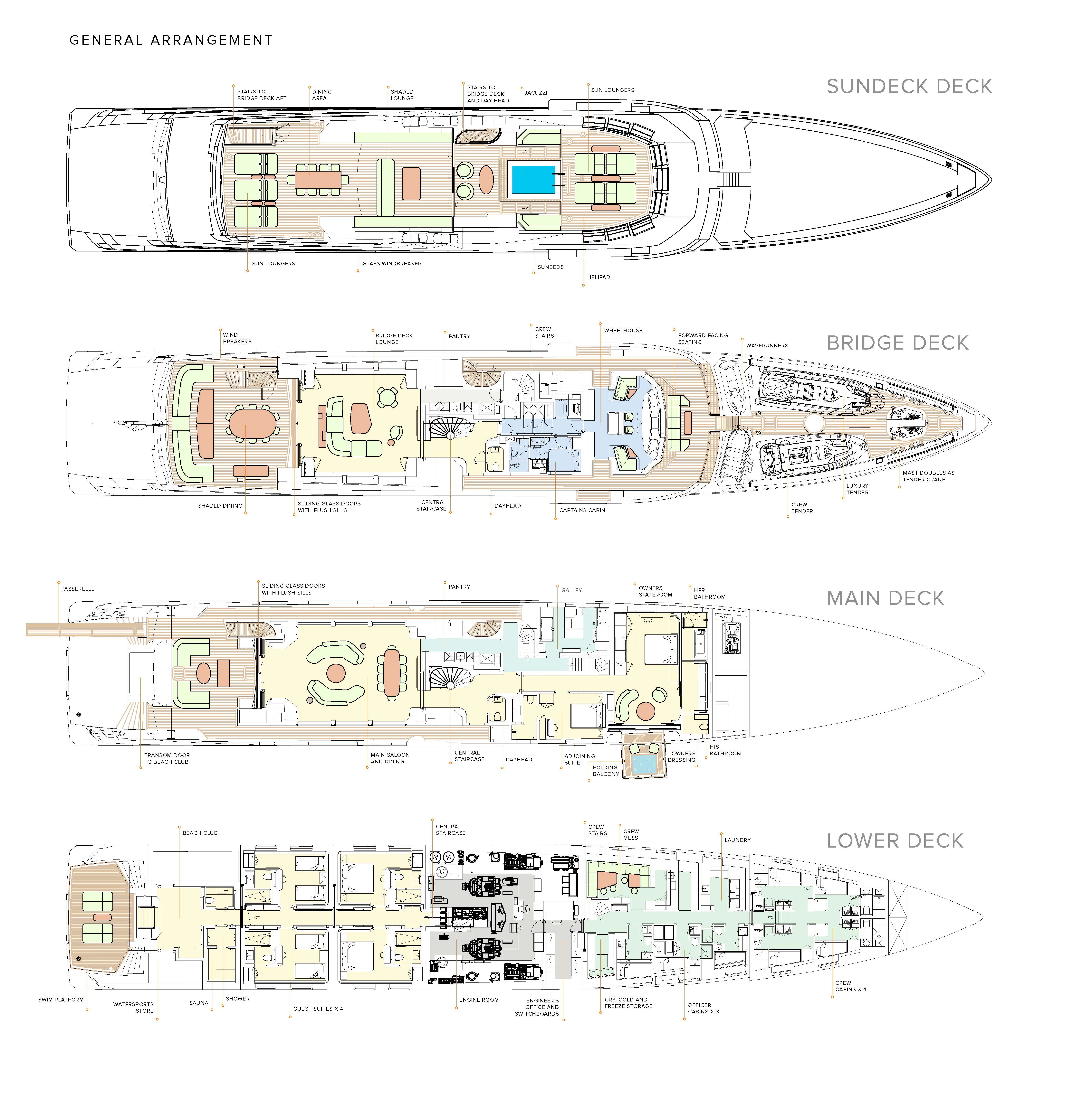 diagram aboard ENTOURAGE Yacht for Sale