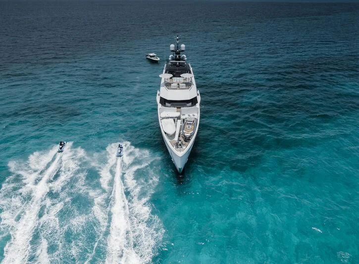 a boat in the water aboard ENTOURAGE Yacht for Sale
