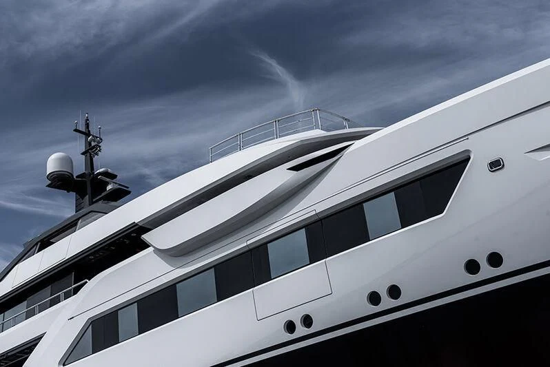 a white yacht with a white deck aboard ENTOURAGE Yacht for Sale
