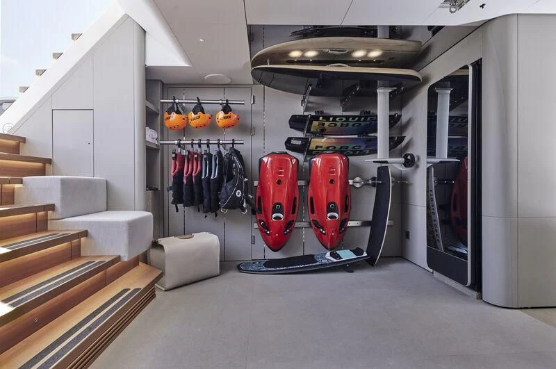 a room with a large closet aboard ENTOURAGE Yacht for Sale