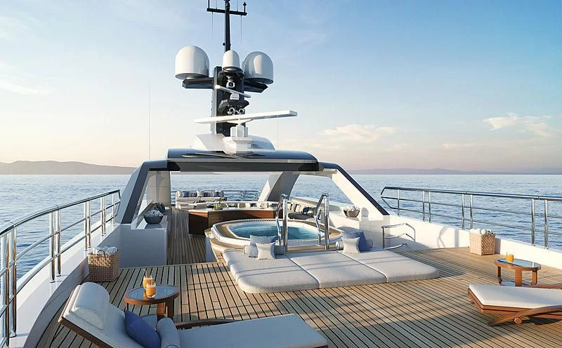a boat on a deck aboard ENTOURAGE Yacht for Sale