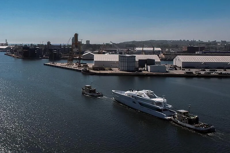 a boat in the water aboard ENTOURAGE Yacht for Sale