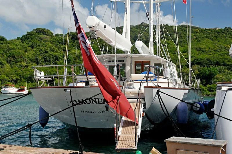 a boat tied to a dock aboard CATALINA Yacht for Sale