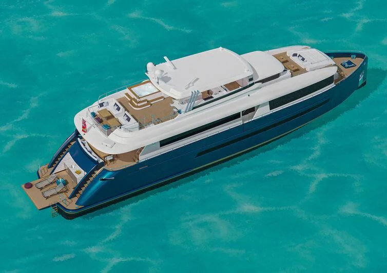 a high angle view of a ship aboard DESTINATION ONE Yacht for Sale
