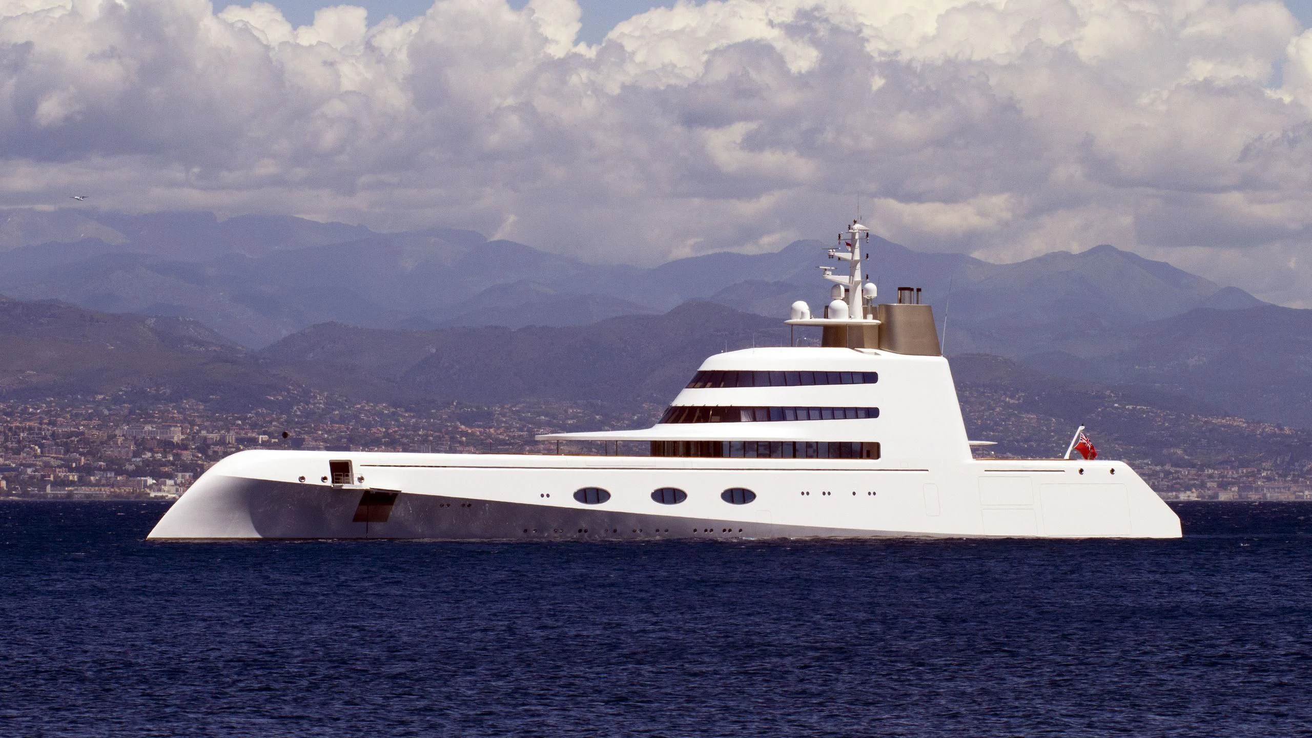 a large white ship in the water aboard A Yacht for Sale