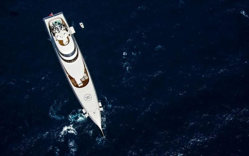 a space shuttle in space aboard A Yacht for Sale